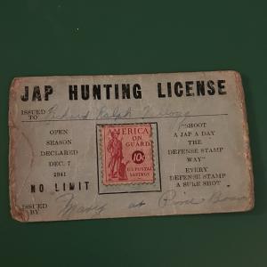 Rare WWII Anti-Japanese Propaganda Hunting License
