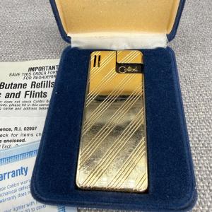 Colibri Vintage Gold Tone Slim Lighter with Box