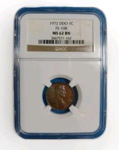 1972 Lincoln Cent DDO FS-108 NGC MS62 BN