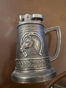 Colibri Horse Head Stein Table Lighter Pewter Finish Japan