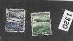 Stamp set C57 & C58 Zeppelin Hindenburg   1936  Third Reich era Germany   #1320