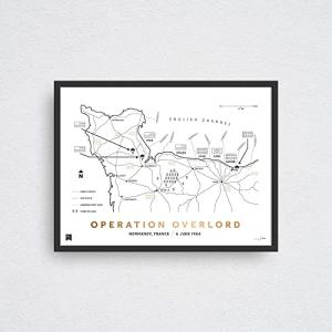 WW2 Operation Overlord Battle Map Poster, Battle of Normandy, D-Day, Archival-Quality Collectible History Print Memorabilia (16" x 24" | Unframed)
