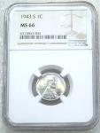 1943-S Lincoln Steel Cent NGC MS66 Bright Luster