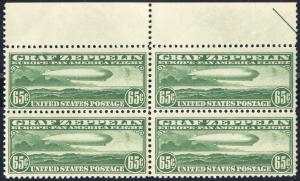 Zeppelin Block of 4 US Airmail Stamps