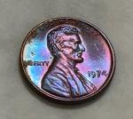 1974 Toned Penny with No Mint Mark