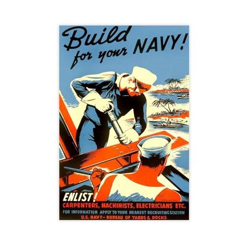 Kroey WWII Navy Vintage Poster Canvas Art 24x36