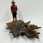 1930s Canadian RCMP Mountie Metal Figural Ashtray