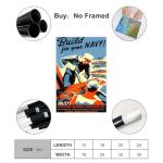 Kroey WWII Navy Vintage Poster Canvas Art 24x36