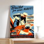 Kroey WWII Navy Vintage Poster Canvas Art 24x36