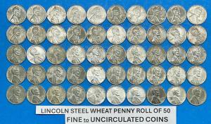 1943 Steel Wheat Penny Roll – 50 Coins