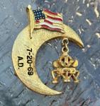 Apollo 11 Lunar Module Brooch with Flag & Moon