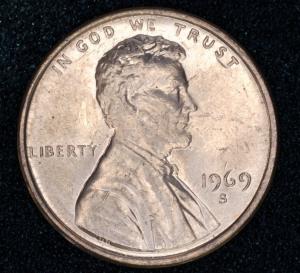 1969-S Lincoln Memorial Cent - Double Die Mint