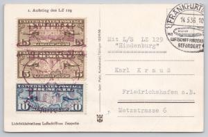 1936 Hindenburg LZ129 First Flight Postcard