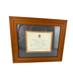 H.M.S. Eagle WWII Royal Navy Framed Invitation