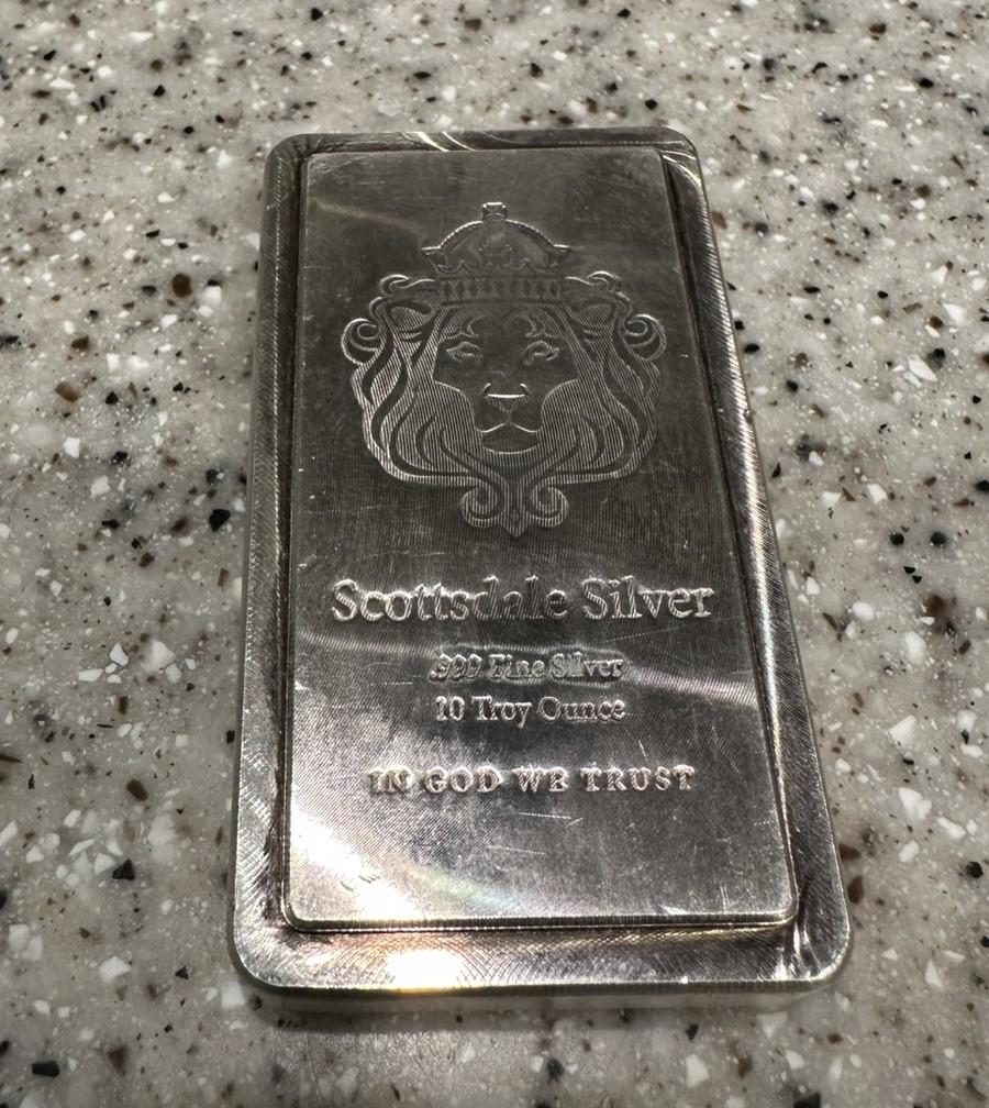 10 oz Scottsdale Stacker Silver Bar .999
