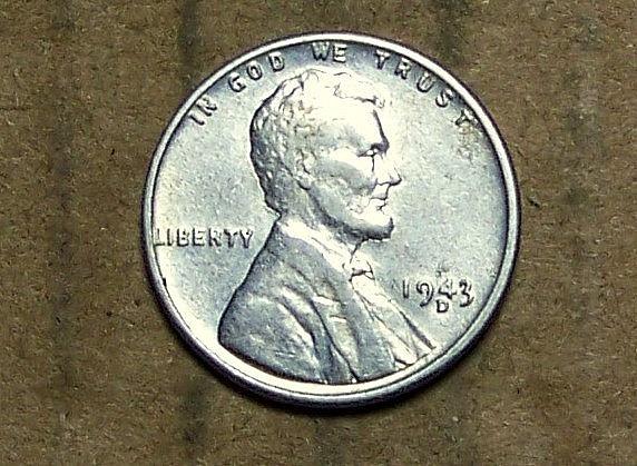 1943 D Mint Steel Lincoln Wheat Cent Coin