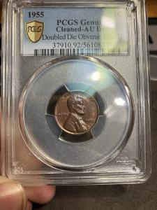 1955 Double Die Lincoln Cent - PCGS AU