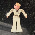 Vintage Sailor Figure Pin Brooch WWII Navy Collectible