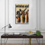 Kroey WWII United We Win Vintage Canvas Art