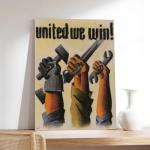 Kroey WWII United We Win Vintage Canvas Art