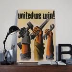 Kroey WWII United We Win Vintage Canvas Art