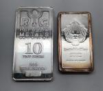 Set of 2 Silver Bars - Scottsdale Mint & Republic