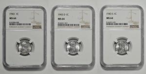 1943 Steel Wheat Cent Coin Collection, NGC MS 64
