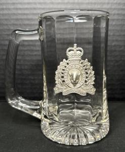 RCMP Vintage Glass Beer Mug with Pewter Crest