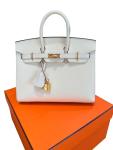 Hermes Birkin 25 Craie Leather Handbag