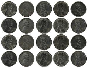 1943 Set of 20 WWII Steel Pennies P D S