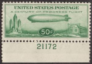 1933 Baby Zeppelin 50c Airmail Stamp, Scott #C18
