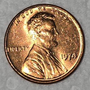 1974 No Mint Mark Lincoln Memorial Penny Coin