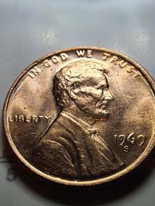 1969-S Lincoln Memorial Cent Double Die Red