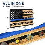 Solid Wood American Flag Coin Holder Display Case