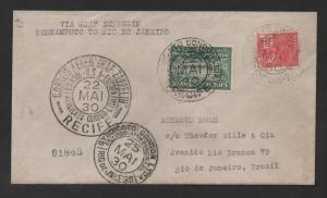 Brazil 1930 Zeppelin Cover Pernambuco to Rio