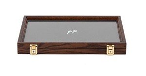 Large Walnut Finish Display Case for Collectibles