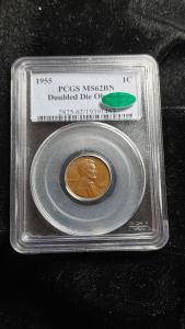 1955 Doubled Die Lincoln Wheat Cent DDO MS62