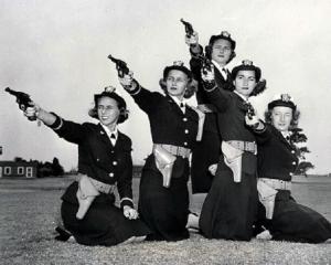 WWII US Navy WAVEs Women with Pistols Photo