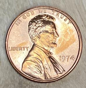 1974 Uncirculated Lincoln Memorial Copper Cent
