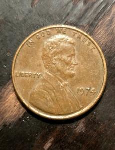 1974 Lincoln Memorial Penny Without Mint Mark