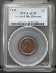 1955 Doubled Die Lincoln Cent DDO, PCGS AU 55