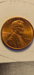 1974 Lincoln Penny - Rare No Mint Mark Coin
