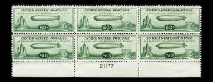 Chicago Zeppelin Block of Six Stamps, 50¢