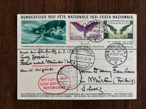 1931 LZ127 Zeppelin Flight Cover from Switzerland