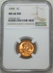 1955 Lincoln Cent NGC MS66RD Doubled Die
