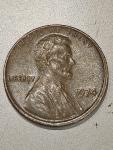 1974 Copper Lincoln Penny Off Center Strike