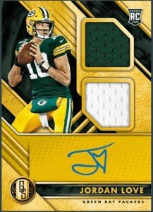 Jordan Love 2020 Panini Gold Rookie Autograph Card