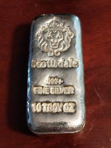 Scottsdale Mine 10 Oz Silver Bar Ingot
