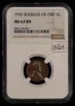 1955 Lincoln Wheat Cent Key Date DDO NGC MS63