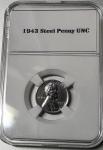 1943 P Lincoln Steel Wheat Cent in NGC Case